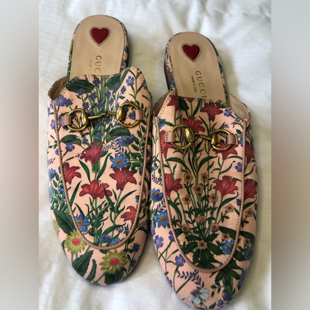 Women’s Gucci Princetown GG Flora Supreme Canvas Slipper sz 37 1/2